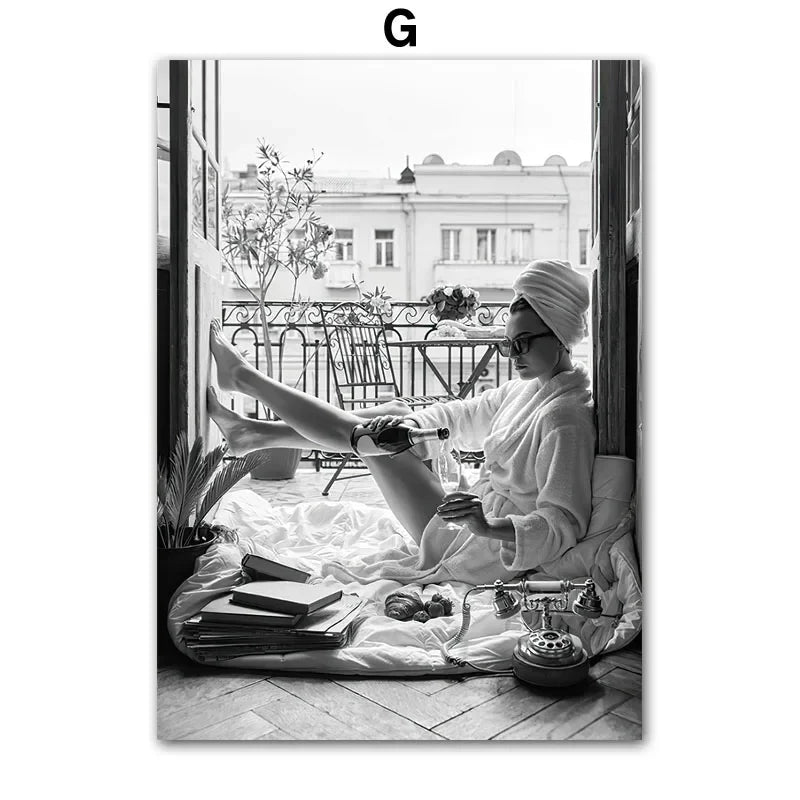 Paris Towel New York Build Dobermann Wall Art Canvas Painting Print Wall Picture Living Room Decoration Black White Posters C