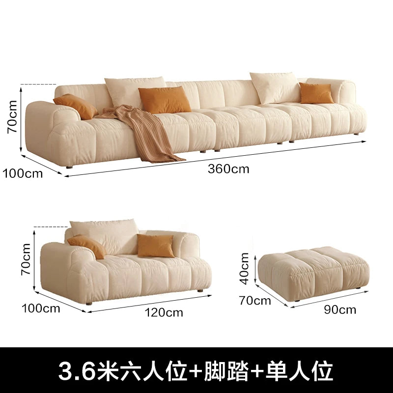 Nordic Minimalist Sofa 2 Seater Pillows Family Apartment Romantic Foot Stool Canape Living Room Furniture