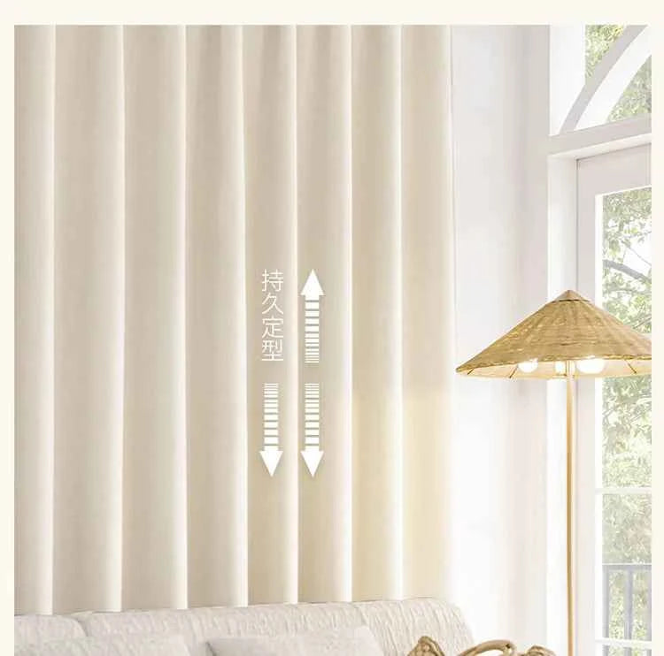French Chenille Cream White Velvet Curtain Modern Simple Blackout Curtains for Living Dining room Bedroom Tulle Customization