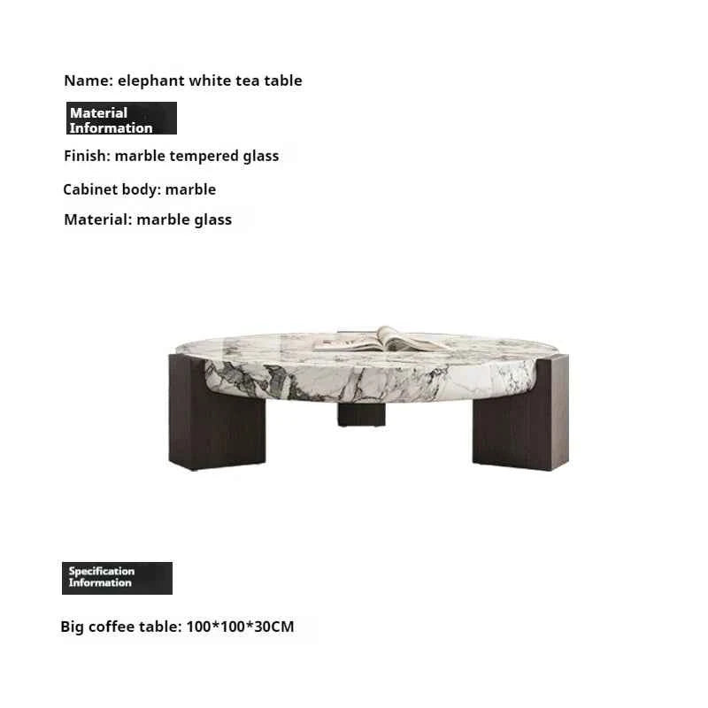 Luxury round Top Coffee Table in 100% Pure Calacatta Viola Marble with Black Marquina Marble Legs for Home Living Room