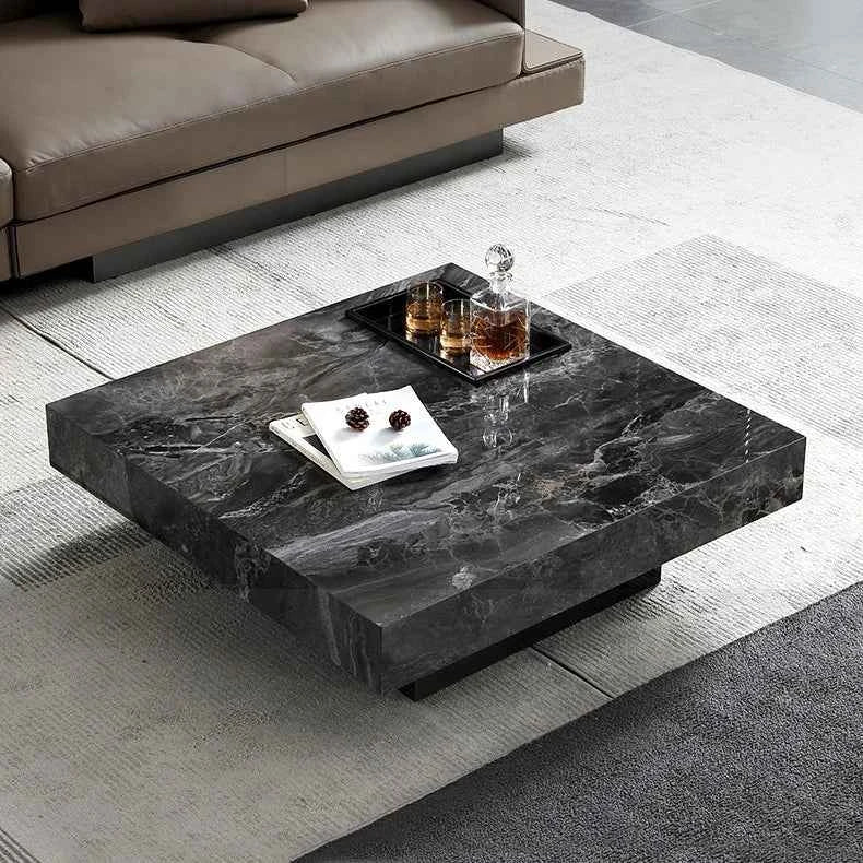 Living room furniture Italian design square coffee table light luxury marble coffee table stainless steel base coffee table
