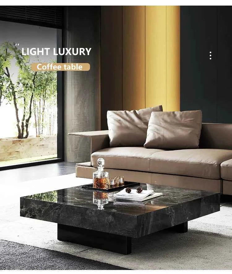 Living room furniture Italian design square coffee table light luxury marble coffee table stainless steel base coffee table
