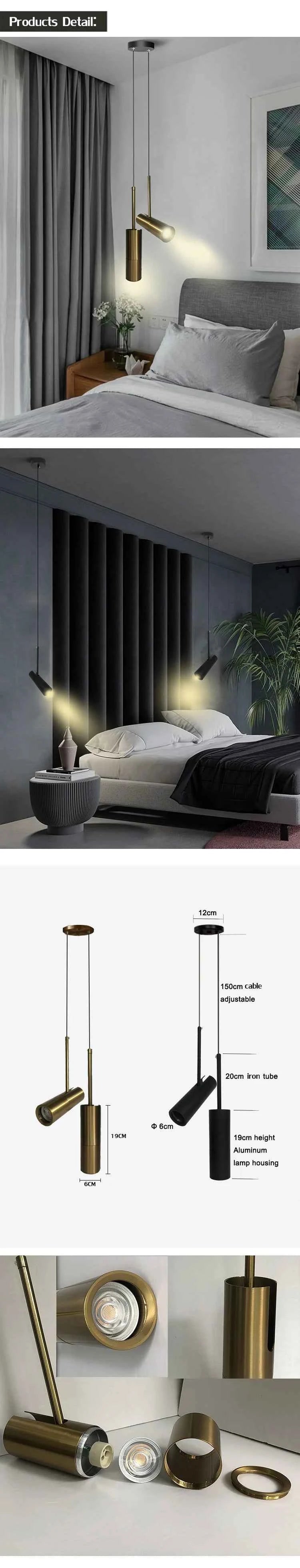 Nordic Modern LED Hanging Lamp Dining Room Decor Restaurant Bar Coffee Bedroom Study Black Pendant Lights Adjustable Lampshade