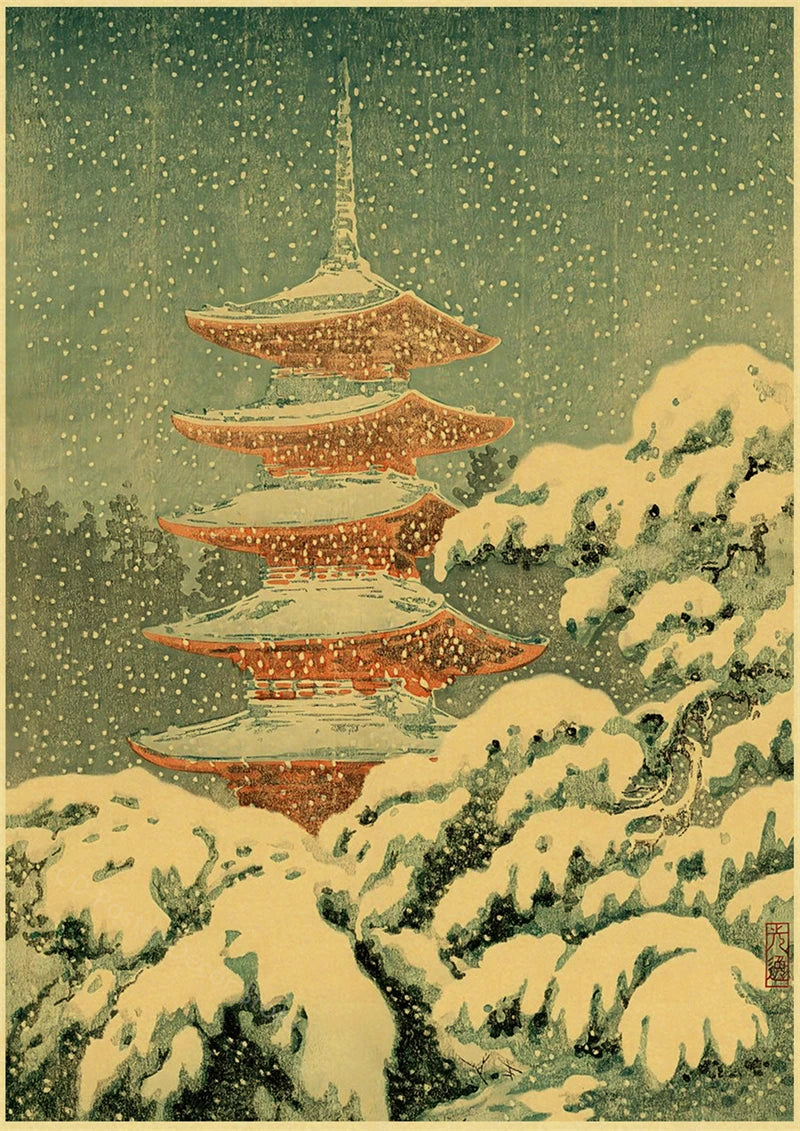 Japanese Vintage Landscapes Posters Traditional Scenery Retro Prints Art Wall Paintings Room Home Bar Restaurant Decor Picture