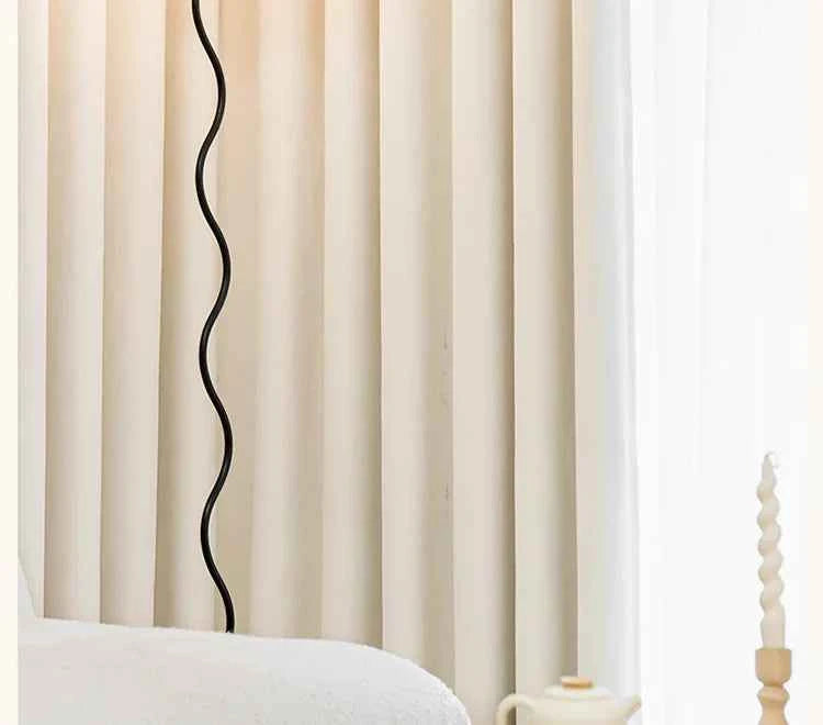 French Chenille Cream White Velvet Curtain Modern Simple Blackout Curtains for Living Dining room Bedroom Tulle Customization