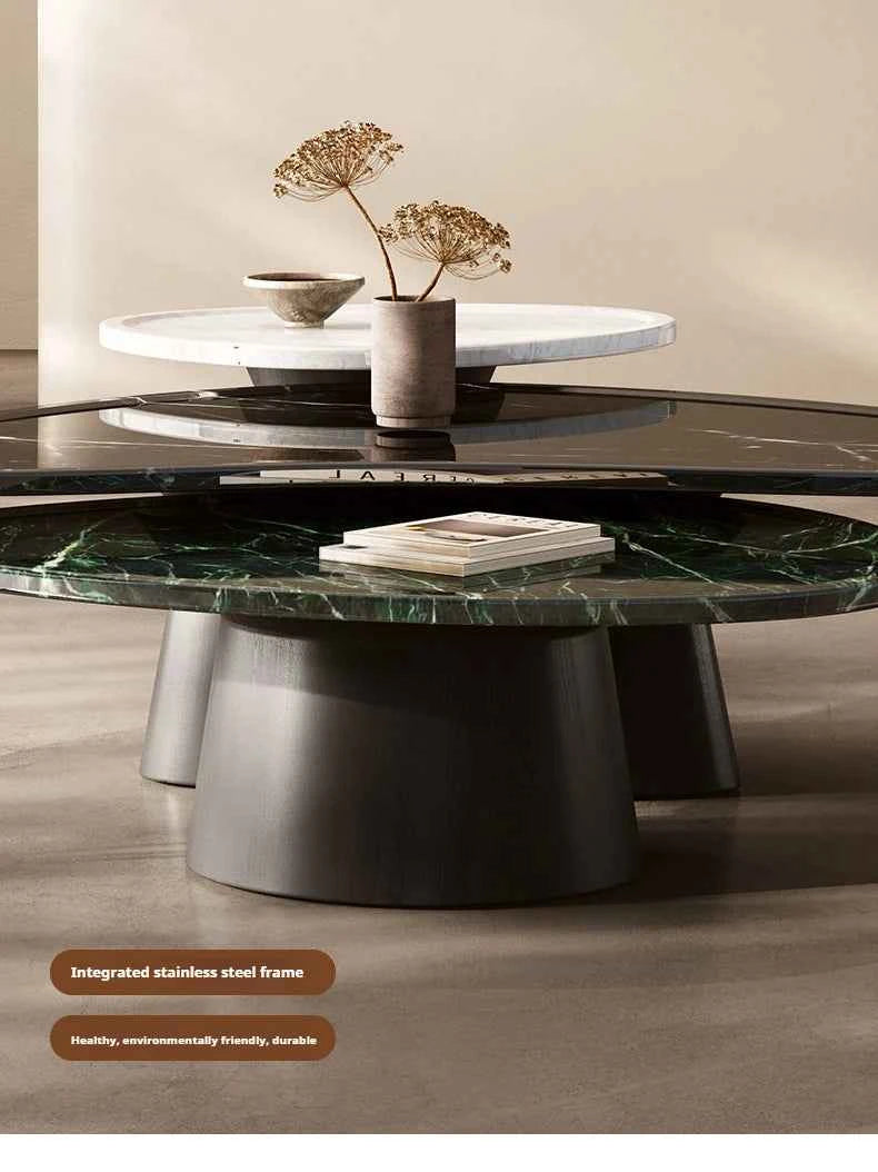 Luxury Marble Coffee Table - Italian Designer Natural Stone Tea Table in Artistic Freeform Shape for Modern Living Room