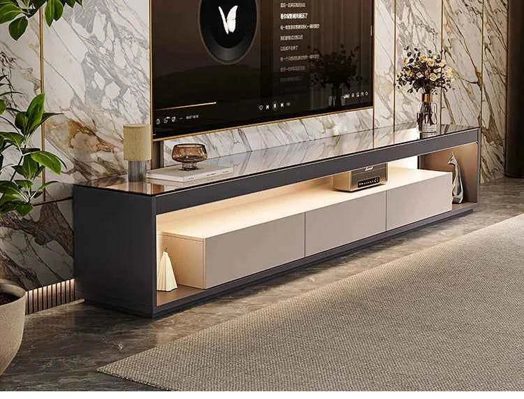 Glas Transparent Tv Table Cabinet Storage Luxury Floor Modern Tv Table Entertainment Center Meuble Television Salon Furnitures