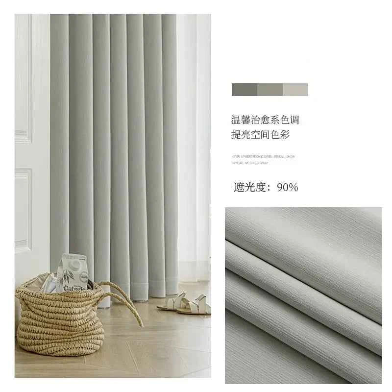 French Chenille Cream White Velvet Curtain Modern Simple Blackout Curtains for Living Dining room Bedroom Tulle Customization