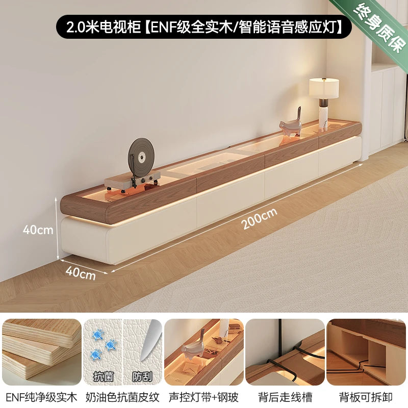 Modern Wood TV Stand with Adjustable Glass for Luxury Farmhouse Living Room and Home Accessories