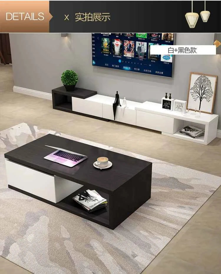 Retractable Modern Tv Stand Hiding Handles Media Cabinet Floor Tv Stand Black High End Mobili Per La Casa Home Furniture