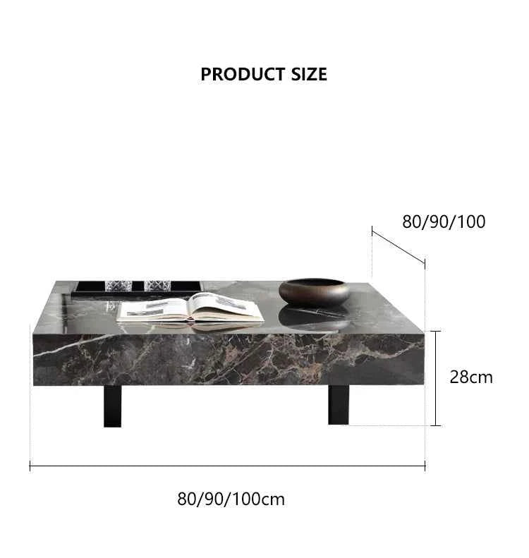 Living room furniture Italian design square coffee table light luxury marble coffee table stainless steel base coffee table