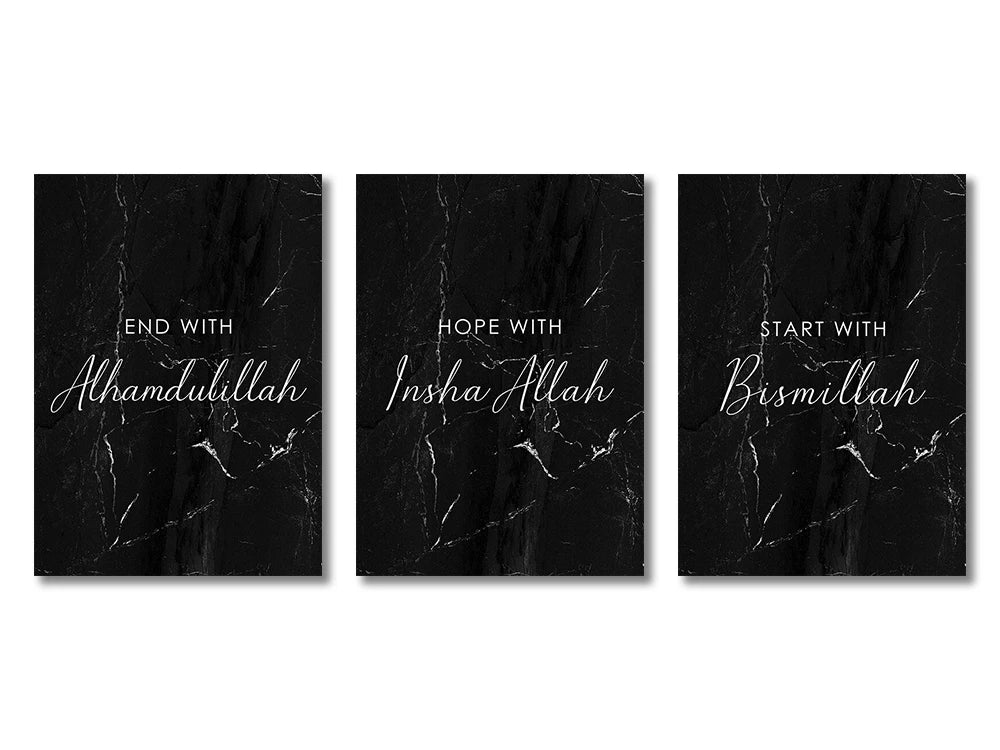 3PCS Ayatul Kursi Canvas Art Islamic Gold Beige Black Wall Print for Living Room Home Decor