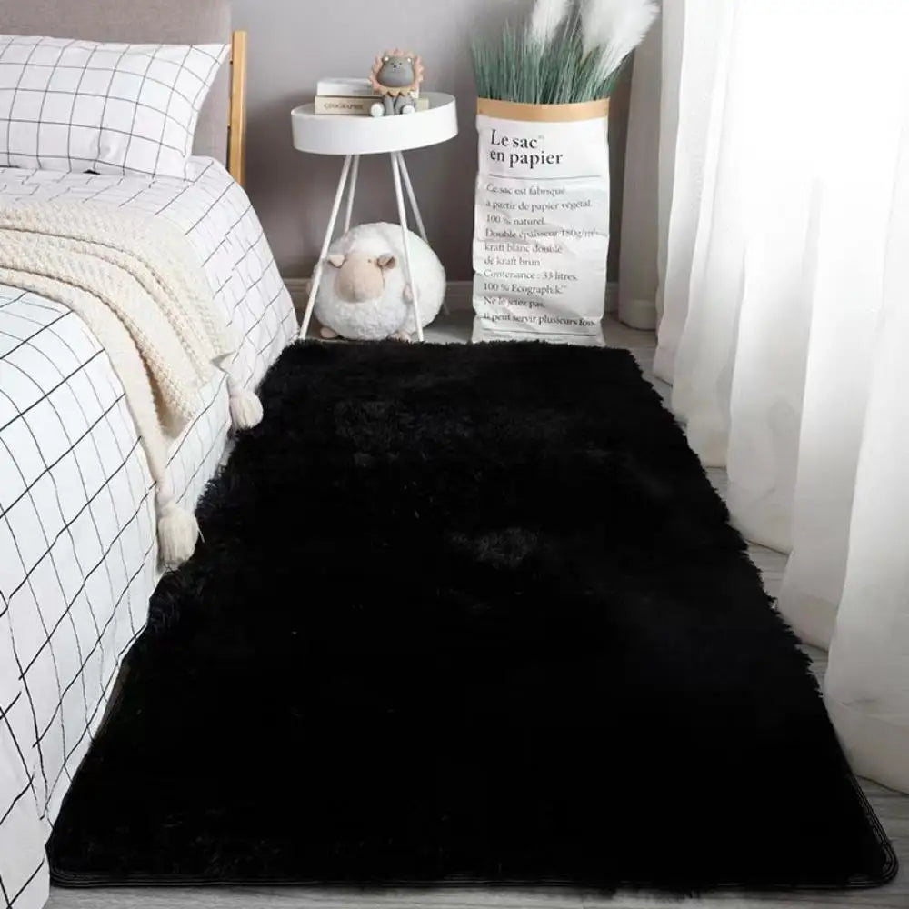 Machine Washable Shaggy Rug for Bedroom - Grey Fluffy Soft Area Carpet with Non-Slip Design