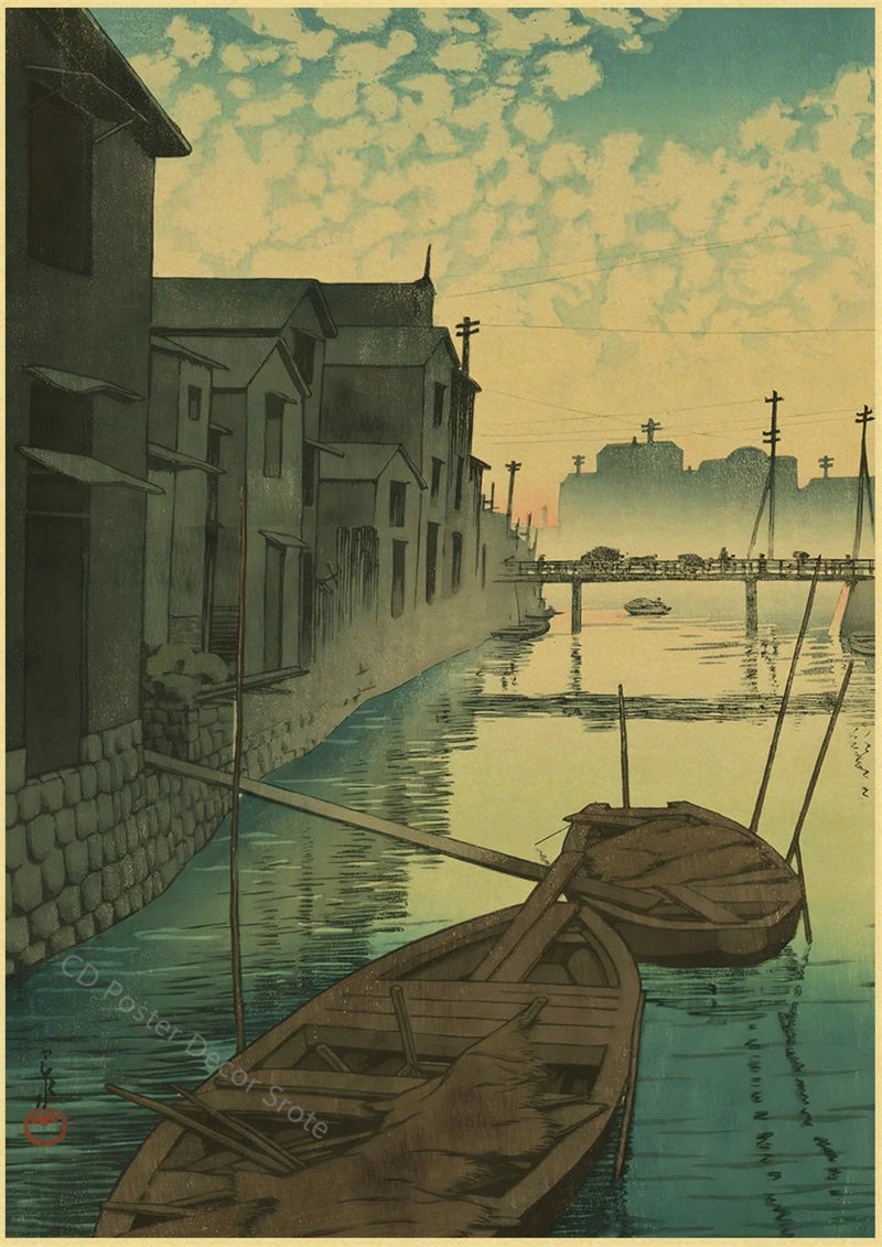 Japanese Vintage Landscapes Posters Traditional Scenery Retro Prints Art Wall Paintings Room Home Bar Restaurant Decor Picture