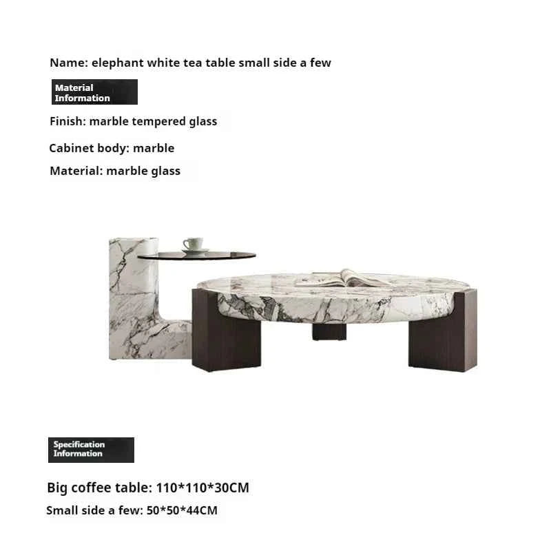 Luxury round Top Coffee Table in 100% Pure Calacatta Viola Marble with Black Marquina Marble Legs for Home Living Room