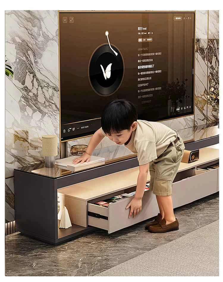 Glas Transparent Tv Table Cabinet Storage Luxury Floor Modern Tv Table Entertainment Center Meuble Television Salon Furnitures