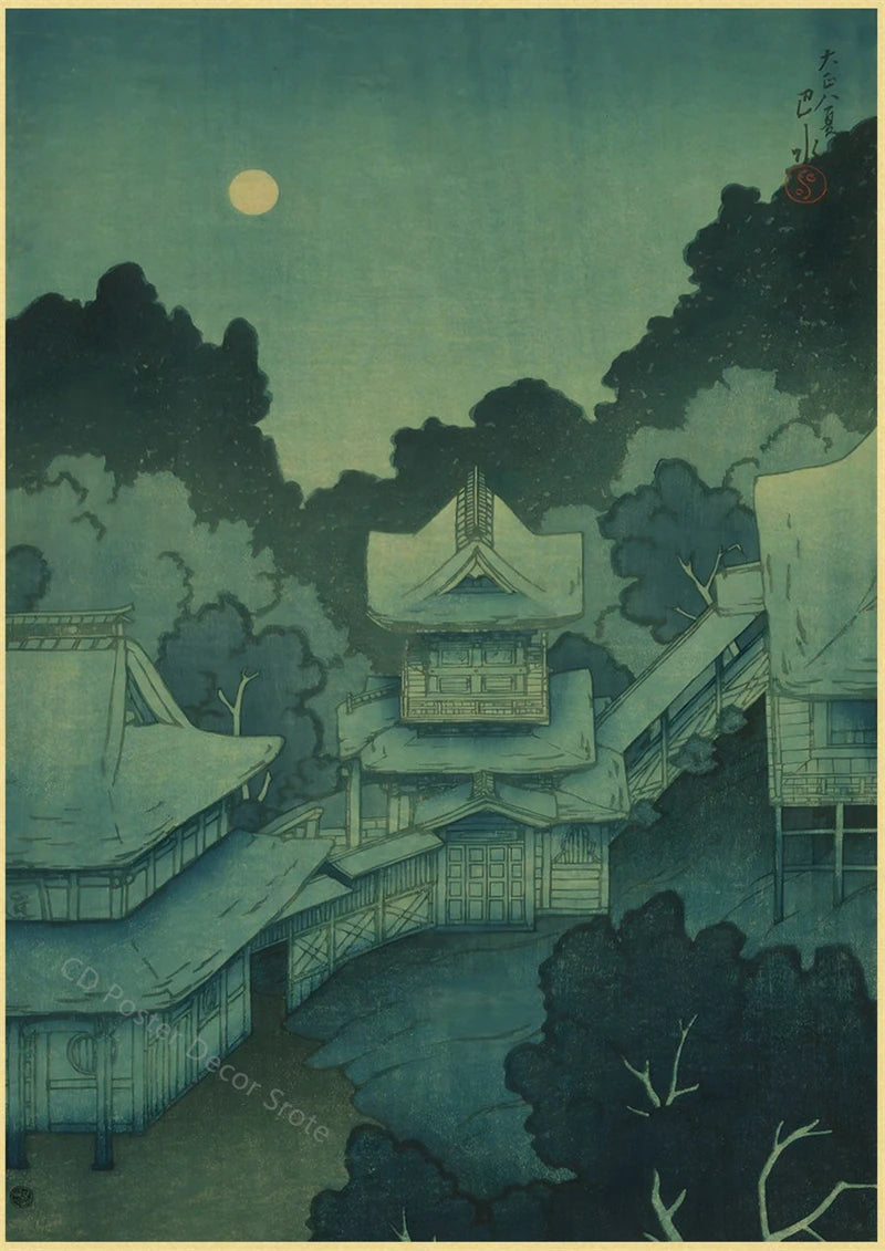 Japanese Vintage Landscapes Posters Traditional Scenery Retro Prints Art Wall Paintings Room Home Bar Restaurant Decor Picture