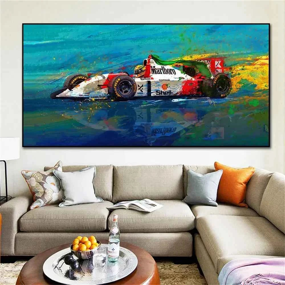 Modern Simple , Wall Art , Ayrton Senna F1 Racing Legend HD Canvas Printed Poster , Home Living Room Bedroom Decoration