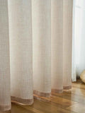 French retro high-end Japanese linen curtains beige living room bedroom gauze curtains for all season