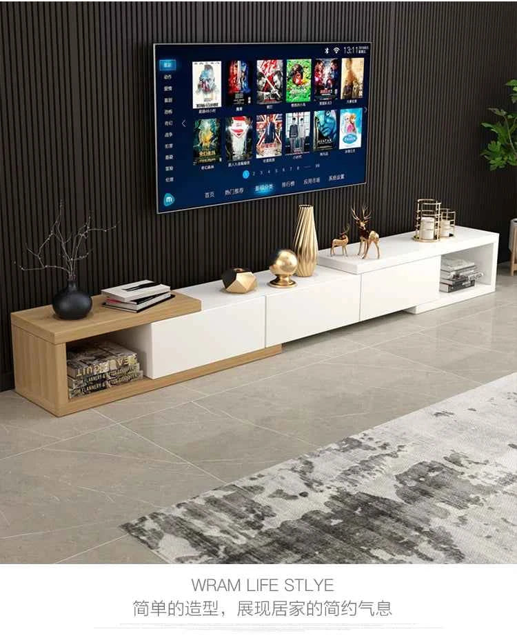 Retractable Modern Tv Stand Hiding Handles Media Cabinet Floor Tv Stand Black High End Mobili Per La Casa Home Furniture