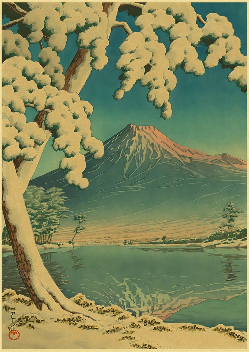 Japanese Vintage Landscapes Posters Traditional Scenery Retro Prints Art Wall Paintings Room Home Bar Restaurant Decor Picture