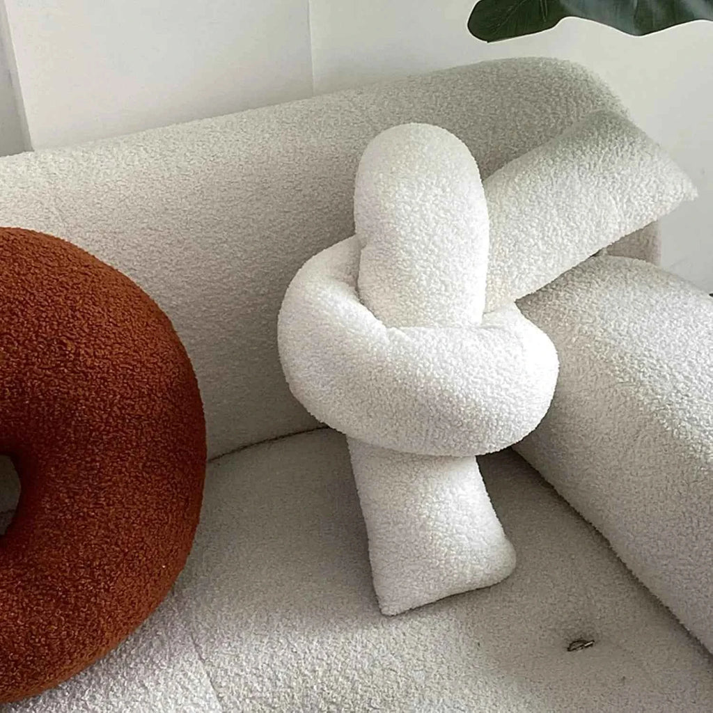 1pc Nordic Style Knotted Bolster Pillow for Sofa Bedroom Office Decor Pillow Gift for Christmas Home Living Room Decorate