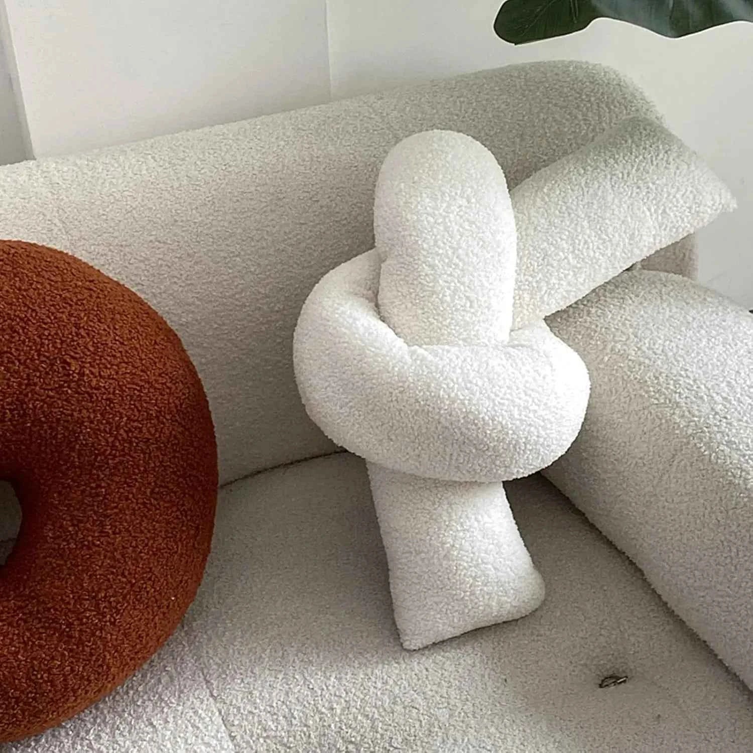 1pc Nordic Style Knotted Bolster Pillow for Sofa Bedroom Office Decor Pillow Gift for Christmas Home Living Room Decorate