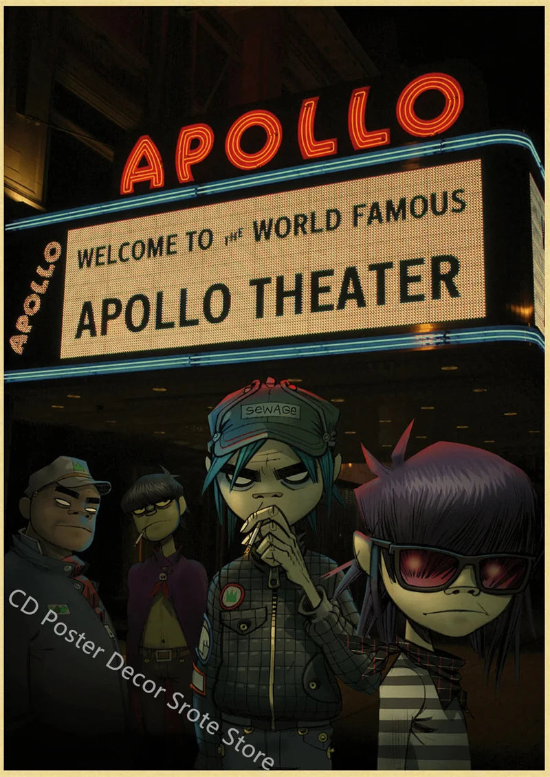 Gorillaz Retro Posters - Demon Days Kraft Paper Vintage Music Prints for Home Room Bar Club Decor