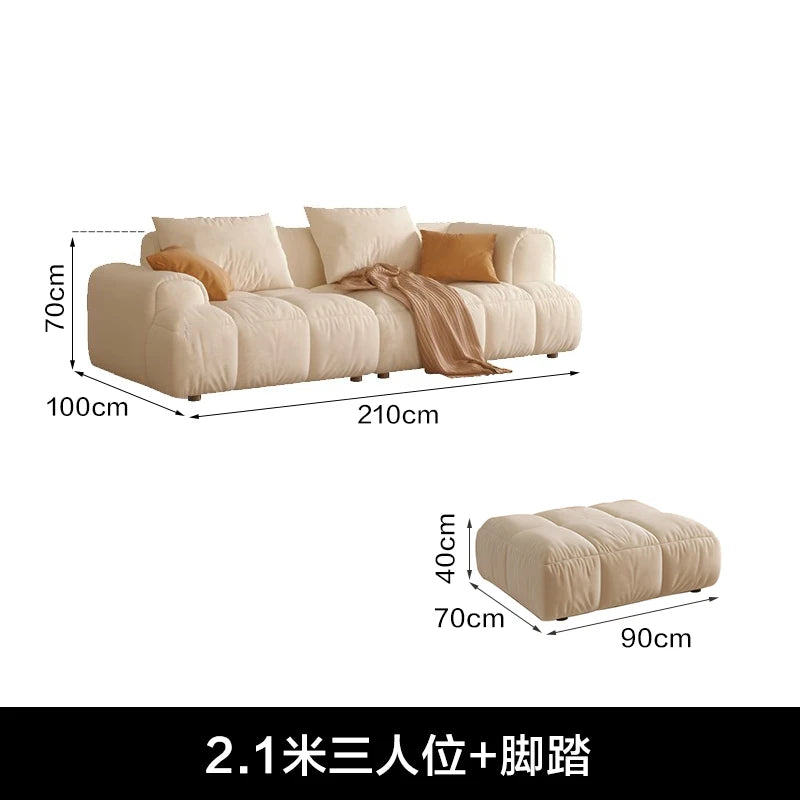 Nordic Minimalist Sofa 2 Seater Pillows Family Apartment Romantic Foot Stool Canape Living Room Furniture