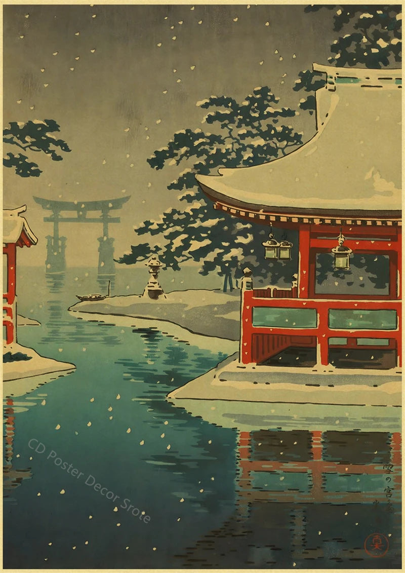 Japanese Vintage Landscapes Posters Traditional Scenery Retro Prints Art Wall Paintings Room Home Bar Restaurant Decor Picture