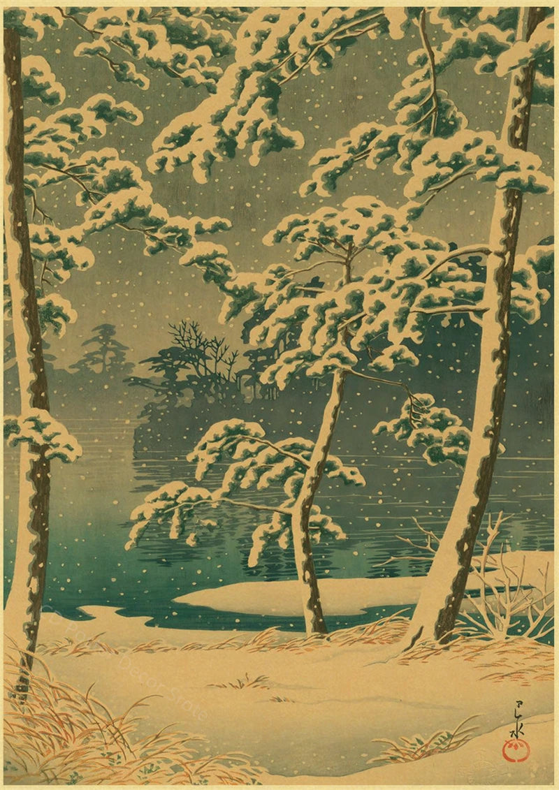 Japanese Vintage Landscapes Posters Traditional Scenery Retro Prints Art Wall Paintings Room Home Bar Restaurant Decor Picture