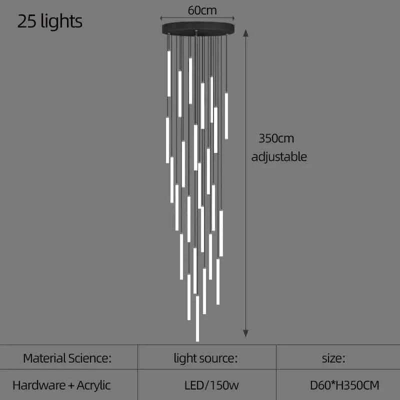 LED Long Chandelier Modern Home Decoration Pendant Lights Minimalist Attic Living Room Staircase Lighting Indoor Hanging Lamps