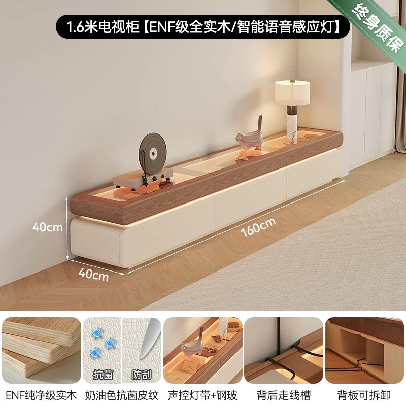 Modern Wood TV Stand with Adjustable Glass for Luxury Farmhouse Living Room and Home Accessories