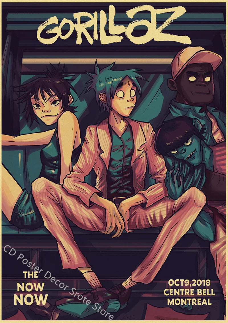 Gorillaz Retro Posters - Demon Days Kraft Paper Vintage Music Prints for Home Room Bar Club Decor