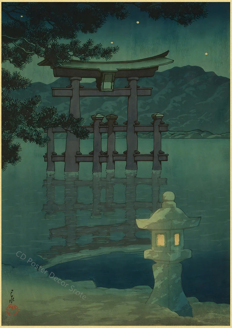 Japanese Vintage Landscapes Posters Traditional Scenery Retro Prints Art Wall Paintings Room Home Bar Restaurant Decor Picture