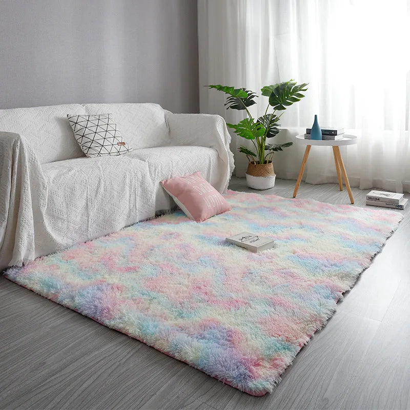 Machine Washable Shaggy Rug for Bedroom - Grey Fluffy Soft Area Carpet with Non-Slip Design