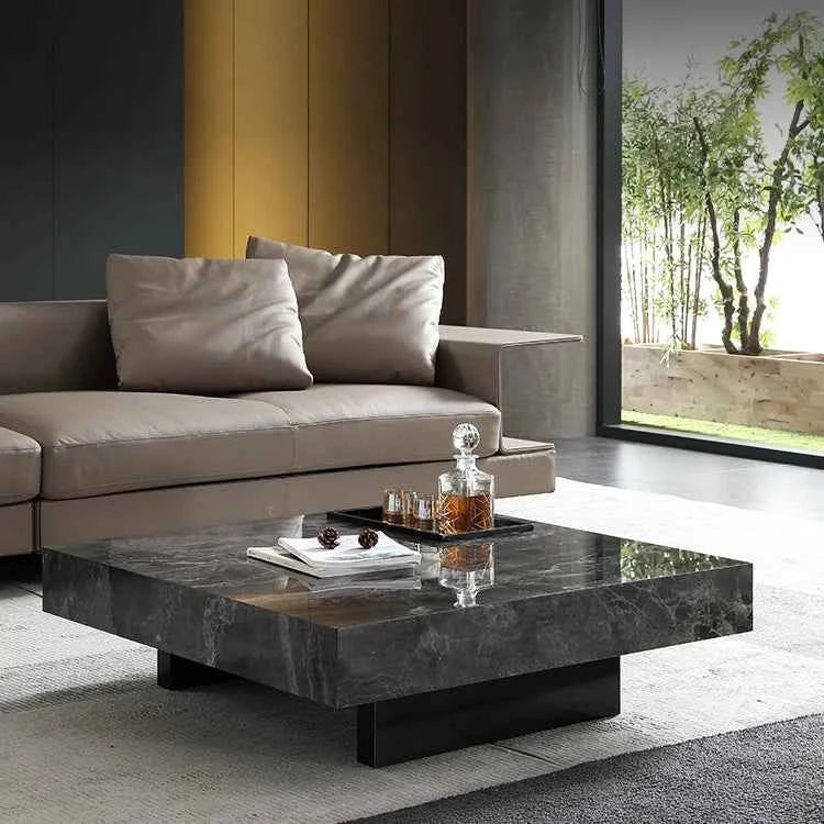 Living room furniture Italian design square coffee table light luxury marble coffee table stainless steel base coffee table