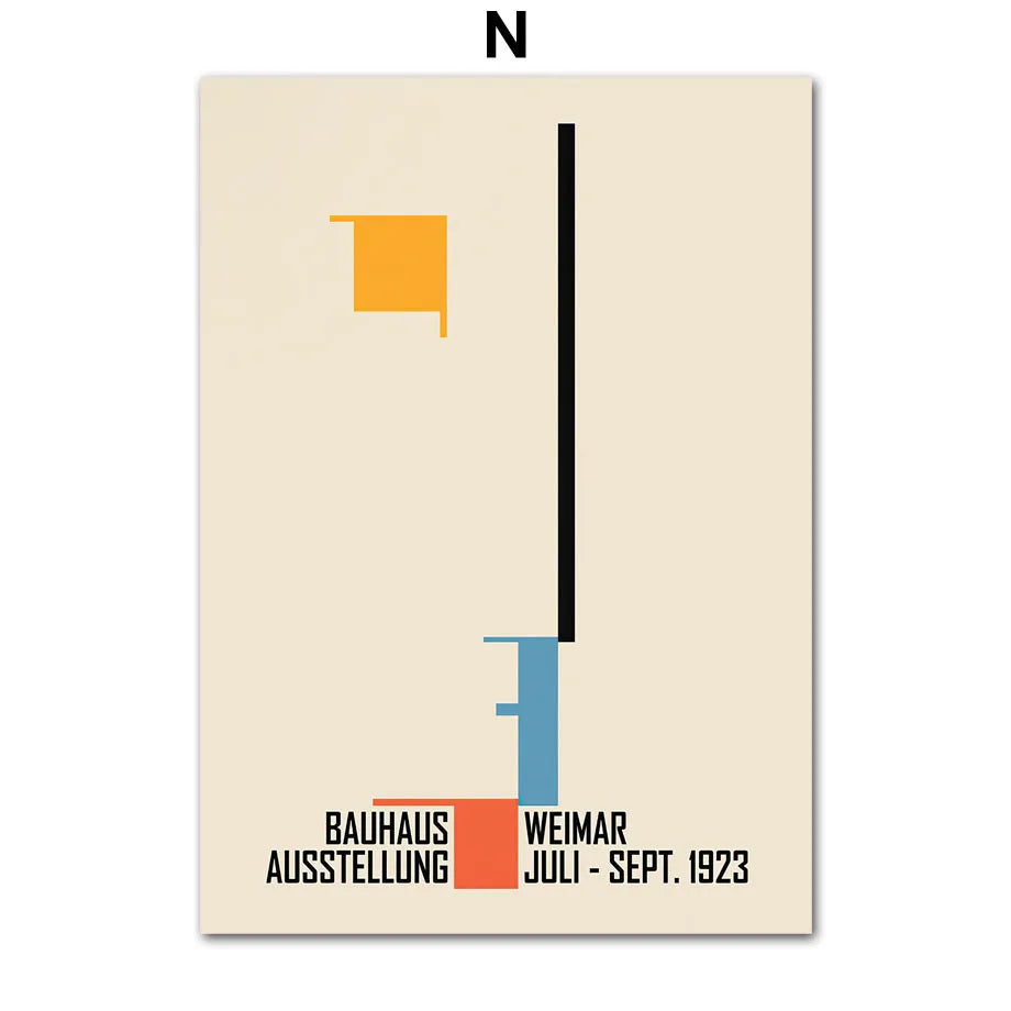 Bauhaus Geometry Canvas Art - Mondrian Gallery Wall Pop Art Poster for Living Room Decor