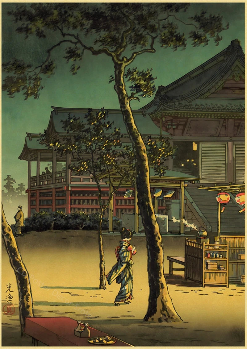 Japanese Vintage Landscapes Posters Traditional Scenery Retro Prints Art Wall Paintings Room Home Bar Restaurant Decor Picture