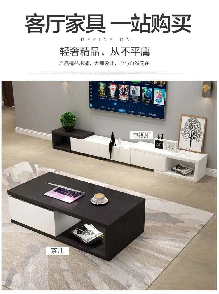 Retractable Modern Tv Stand Hiding Handles Media Cabinet Floor Tv Stand Black High End Mobili Per La Casa Home Furniture