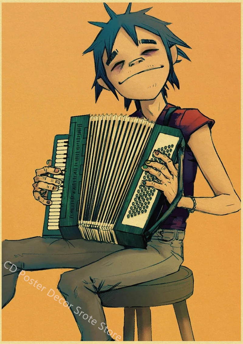 Gorillaz Retro Posters - Demon Days Kraft Paper Vintage Music Prints for Home Room Bar Club Decor