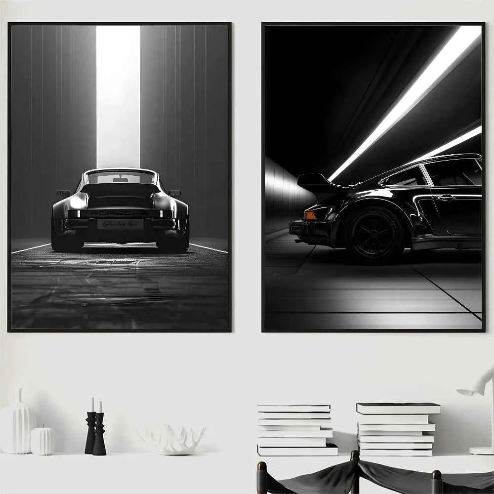 1PC Black And White Luxury Car Art Poster Poster Paper Print Home Living Room Bedroom Entrance Bar Cafe Art Painting Decoration