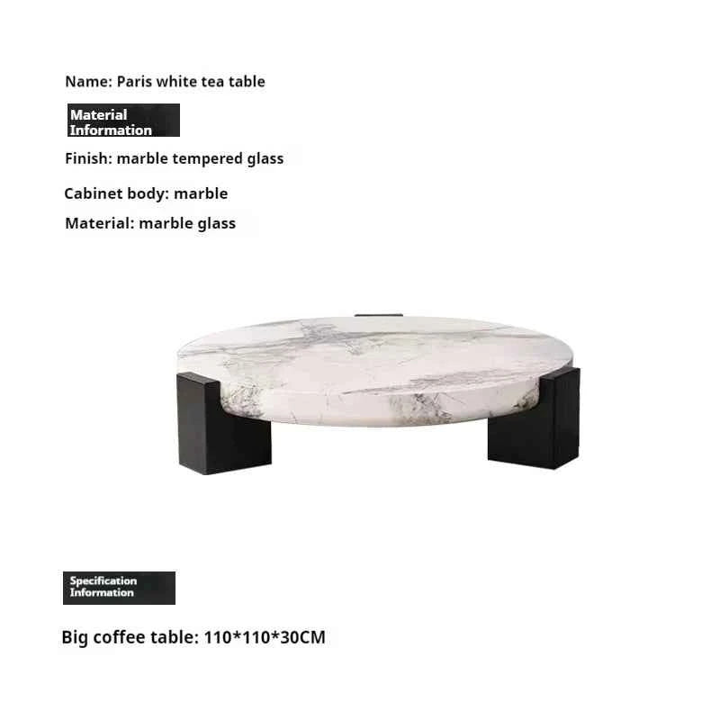 Luxury round Top Coffee Table in 100% Pure Calacatta Viola Marble with Black Marquina Marble Legs for Home Living Room