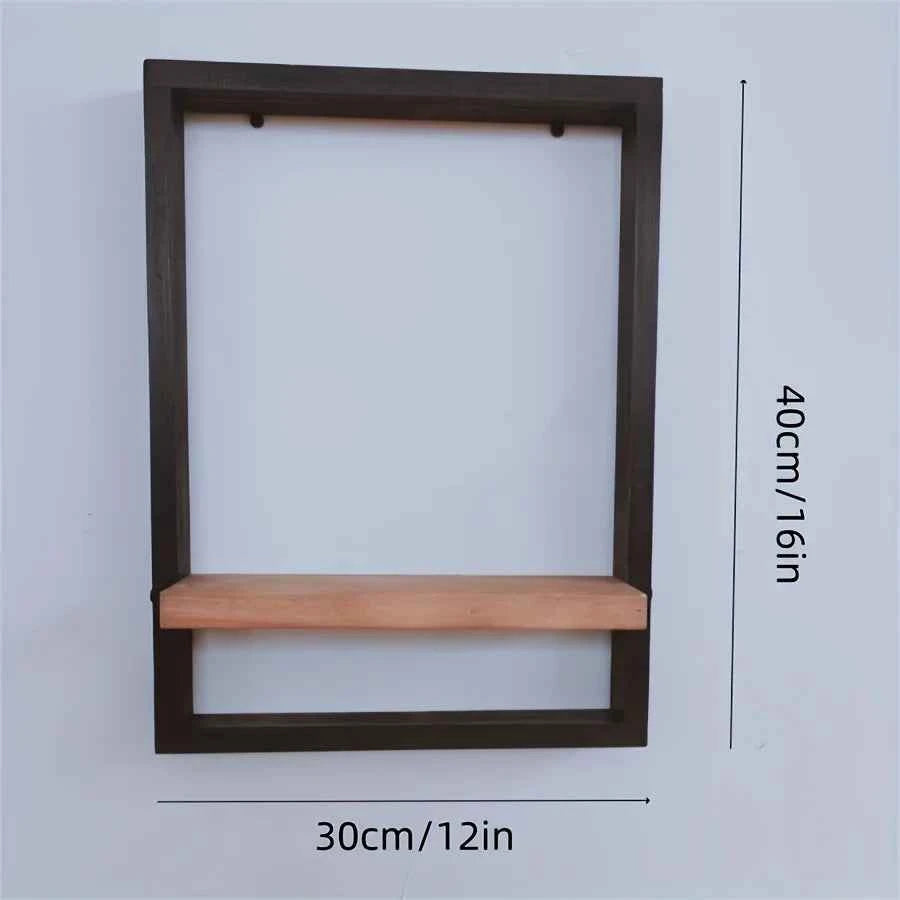 Rustic Wood Shelf Bracket - Wall Mounted Display Rack for Plants, Photos, Decor. Farmhouse Style.