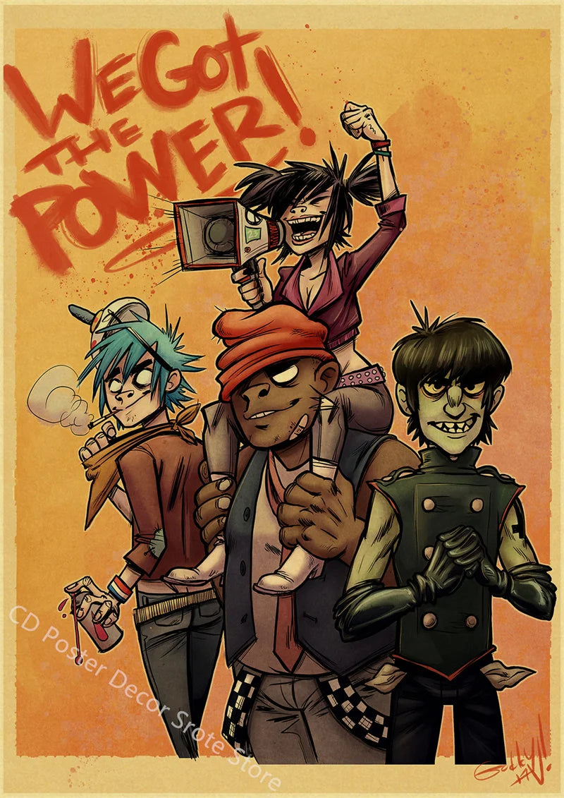 Gorillaz Retro Posters - Demon Days Kraft Paper Vintage Music Prints for Home Room Bar Club Decor