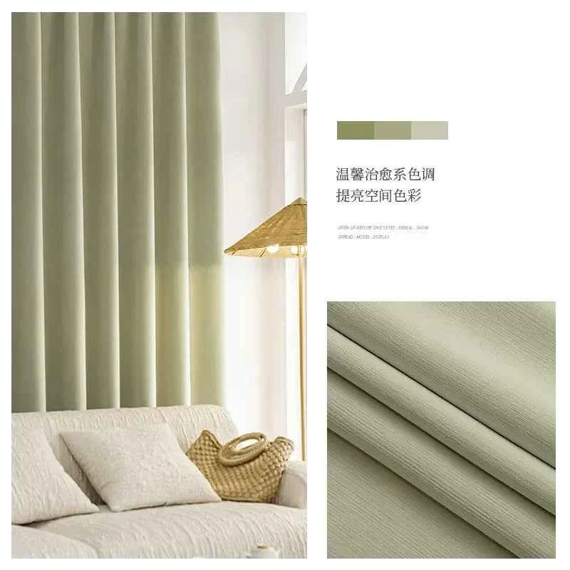 French Chenille Cream White Velvet Curtain Modern Simple Blackout Curtains for Living Dining room Bedroom Tulle Customization