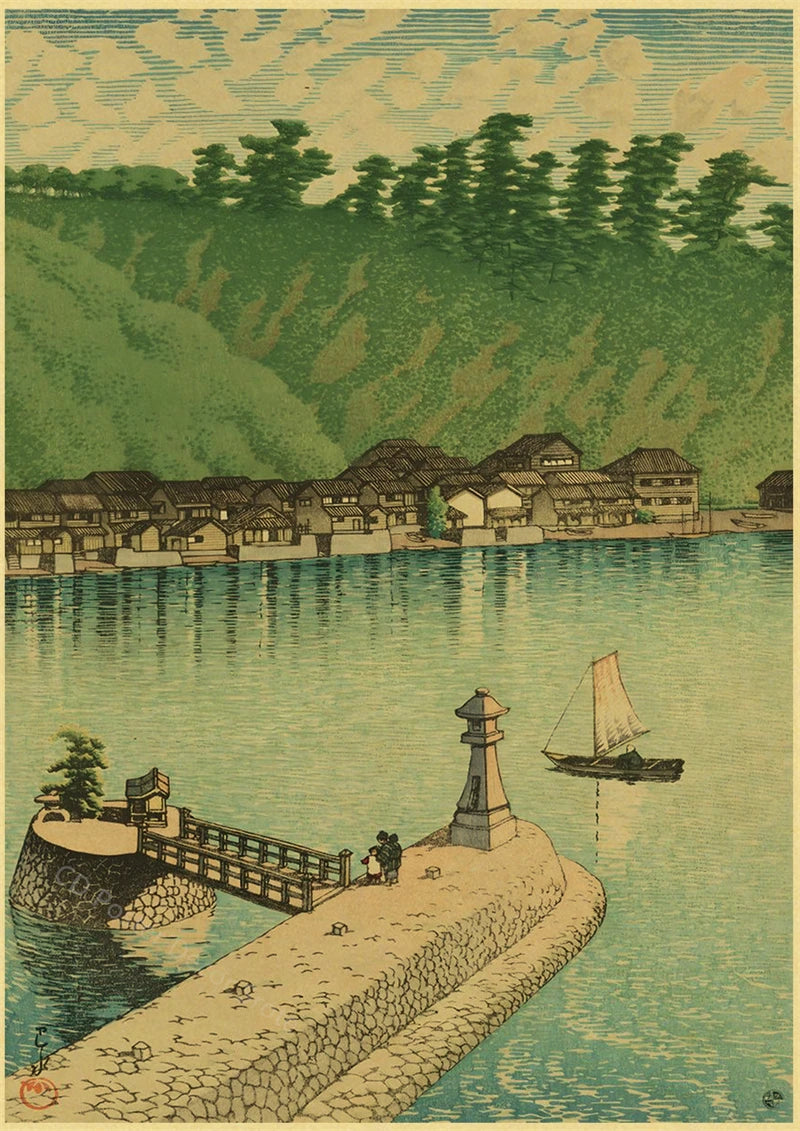 Japanese Vintage Landscapes Posters Traditional Scenery Retro Prints Art Wall Paintings Room Home Bar Restaurant Decor Picture