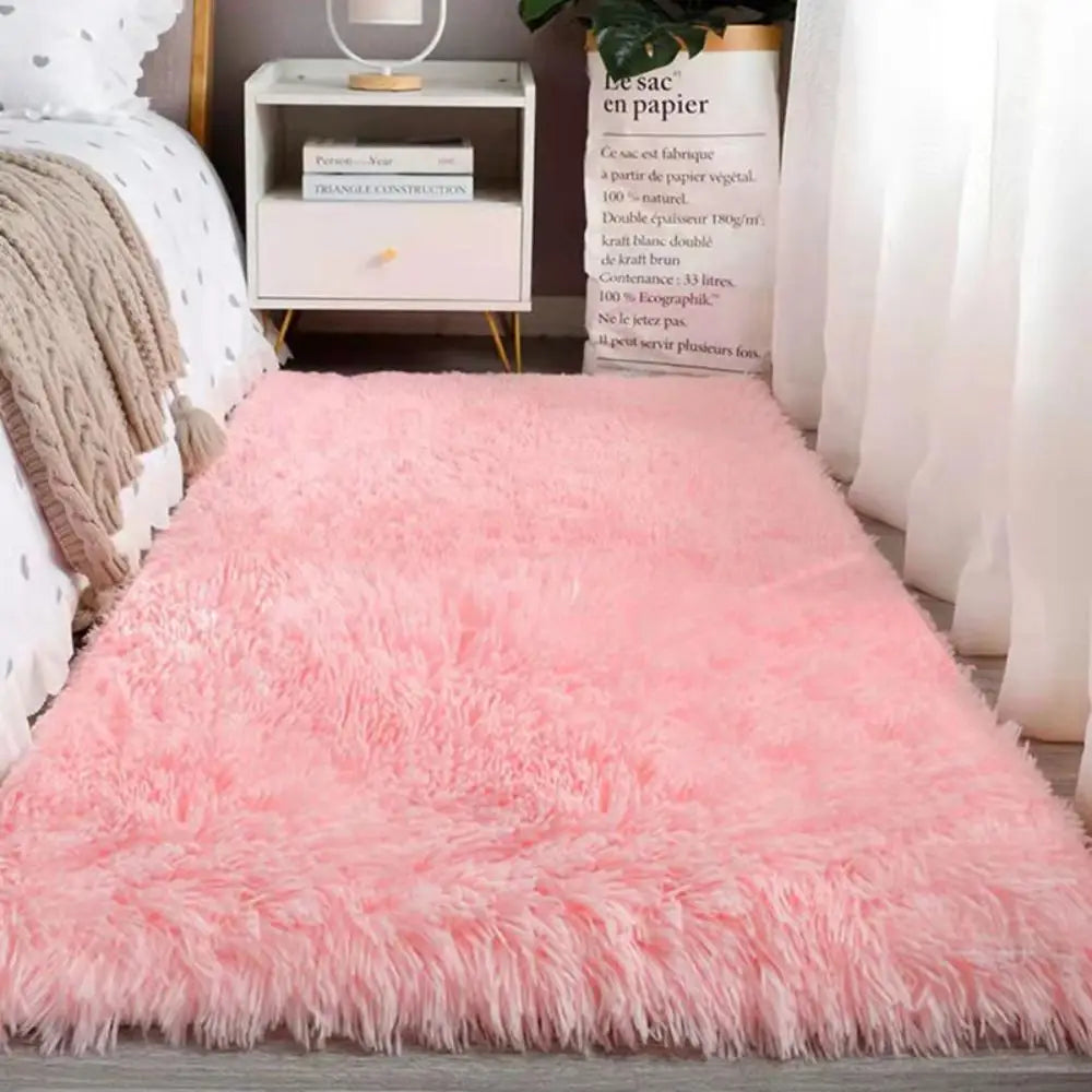 Machine Washable Shaggy Rug for Bedroom - Grey Fluffy Soft Area Carpet with Non-Slip Design