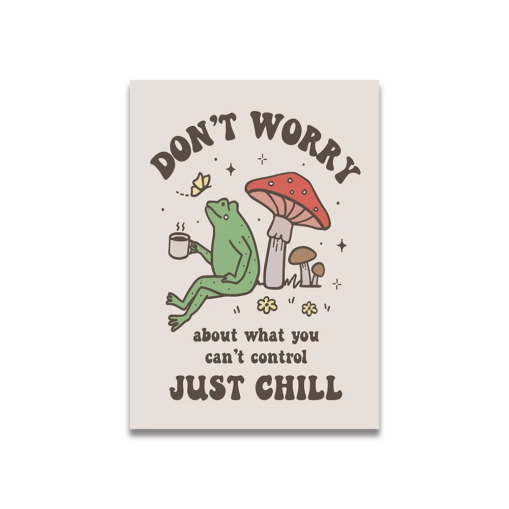 Simplicity Vintage Pink Canvas Wall Art - Cartoon Print Posters for Home Decor, Living Room & Bedroom