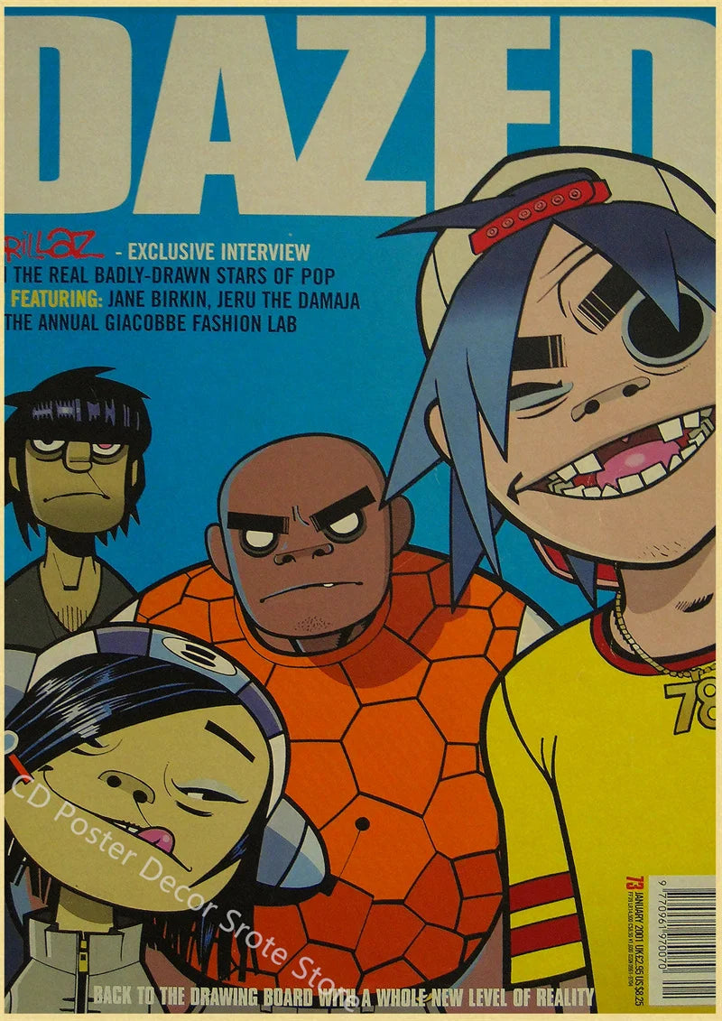 Gorillaz Retro Posters - Demon Days Kraft Paper Vintage Music Prints for Home Room Bar Club Decor